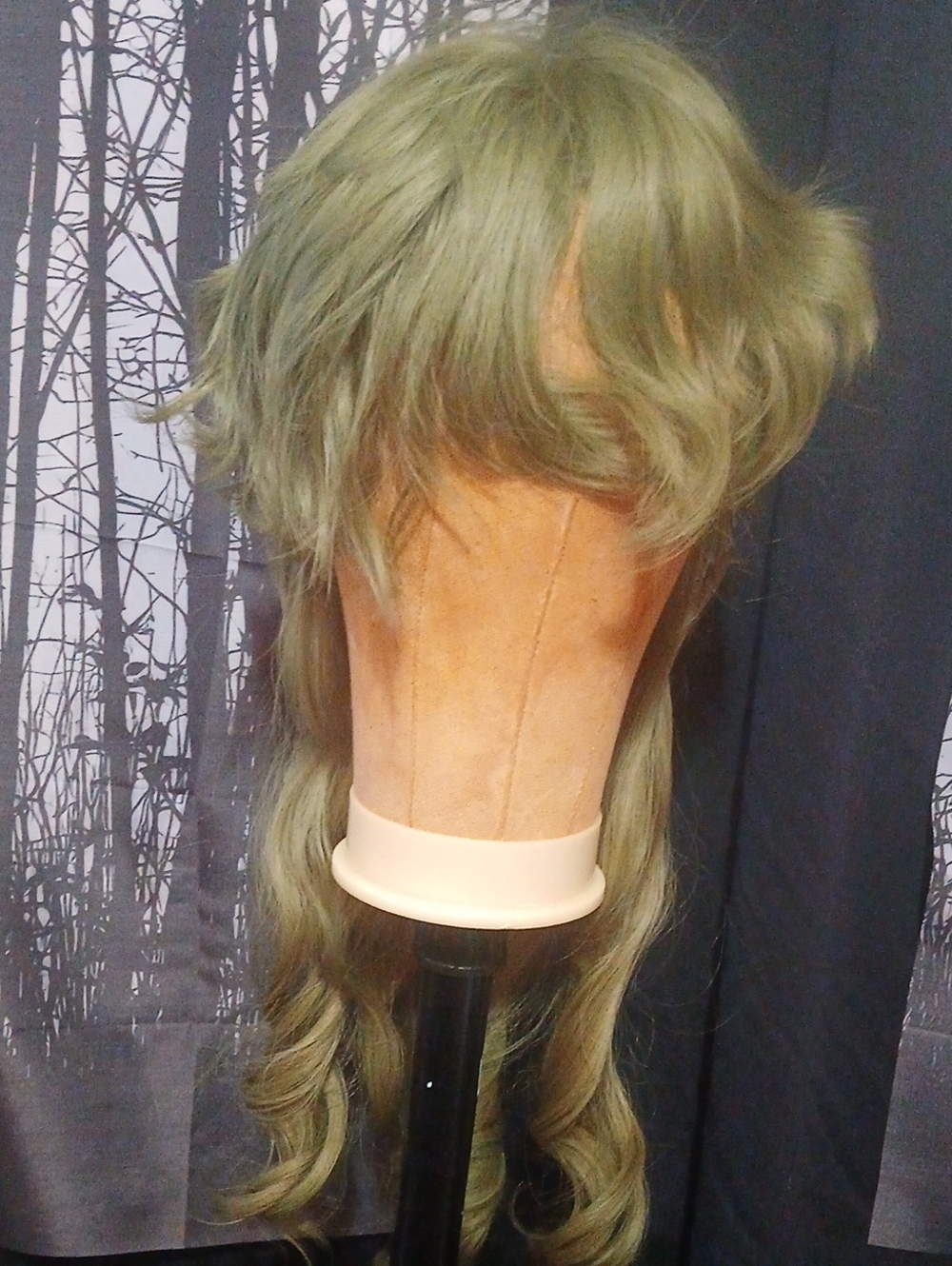 Premium Women's Long Layered Wig in Sage Green
